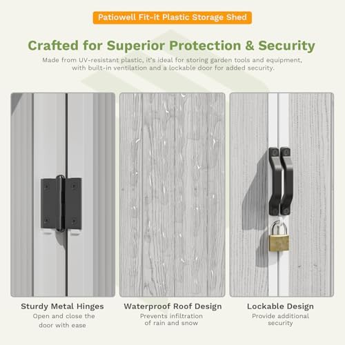 Patiowell 5X3 FT Plastic Outdoor Storage Shed with Floor, Resin Garden Shed - Image 6
