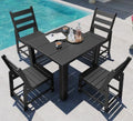 GREENVINES 5PCS Patio Dining Set, HDPE Square Table & 4 Side Chairs, Black by GreenVines