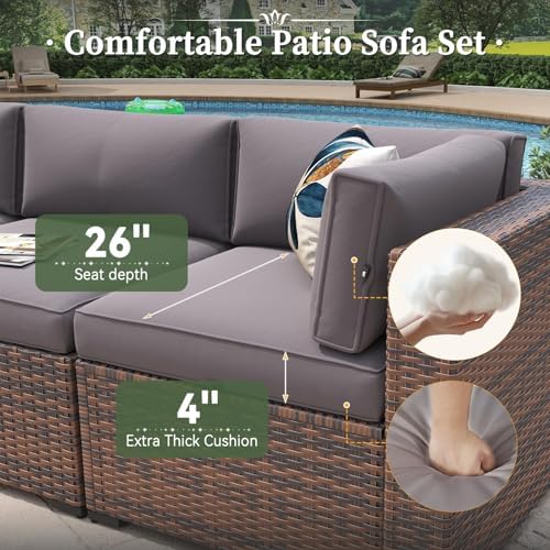 Aoxun 11 Piece Patio Furniture Set with 44" Fire Pit Table Wicker Rattan - Image 3