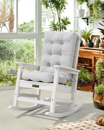 SERWALL HDPE Outdoor Rocking Chair Cushion Set of 2, Gray - Image 2