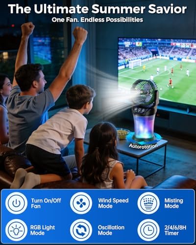 Portable Outdoor Misting Fan with 4 Mist Modes & Remote, 2L Tank & 30000mAh Battery, Powerful Cooling Mister, Extreme Heat Relief for Patio Camping Garden Backyard Tailgate Parties (Green) - Image 6