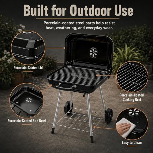 2-Pack 17.5-Inch Charcoal Kettle Grills with Wheels, 302 Sq In Grate - Image 5