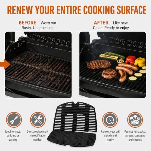 Uniflasy 7646 7584 Cast Iron Grill Grates for Weber Q300/320/3000/3100/3200 - Image 5