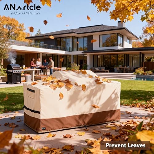 ANartcle Waterproof Extra Large Grill Cover for 86 Inch Island with Center Grill Head,600D Heavy Duty Waterproof All Weather Outdoorbar Island Kitchen Covers,Beige - Image 6
