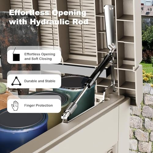 360 Gallon Outdoor Storage Box,Large Deck Box Waterproof UV Resistant,Lockable& Resin Storage Container for Patio Furniture Cushions Garden Tools and Pool Accessories(Grey, 360 Gallon) - Image 3