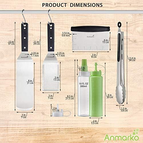 Anmarko Metal Spatula Set Stainless Steel and Scraper - Professional Chef Griddle Spatulas Set of 6 - Heavy Duty Accessories Great for Cast Iron BBQ Flat Top Grill - Image 6