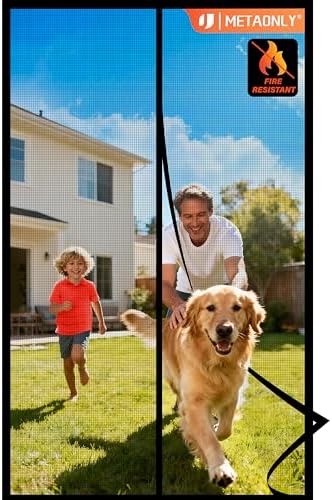 METAONLY Fiberglass Magnetic Screen Door Mesh, Works for Patio, Sliding Door, Keeps Bug Mosquito Out, Fresh Air Flow, Fits 36" x 82" Door - Curtain Size 38" x 83", Black by Giveyouthebestexperience