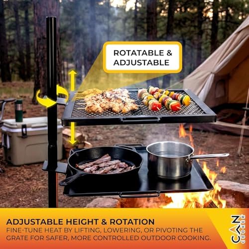 GameMaker Open Fire Cooking Griddle | Adjustable Height Campfire Skillet - Image 3