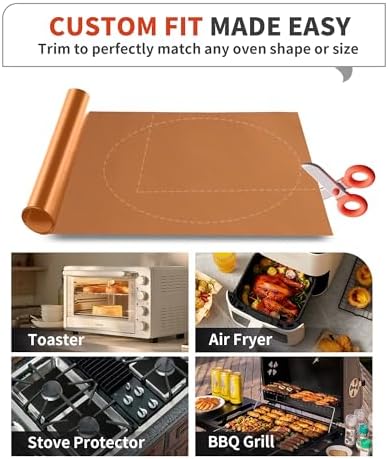 3 Pack Oven Liners for Bottom of Oven, 17x25" Large Heavy Duty Non-Stick Reusable Oven Mat for Electric, Gas, Toaster & Convection Ovens - BPA & PFOA Free, Dishwasher Safe, Kitchen Essentials, Copper - Image 5