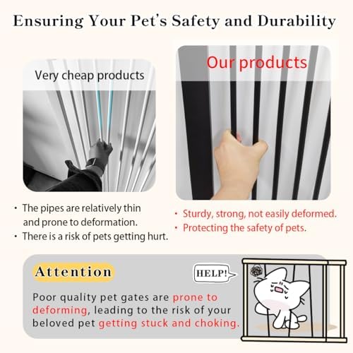Lumizone Extra Tall Cat Gate 61.02" High 26.18"-29.91" Wide Pet Gate Black - Image 6