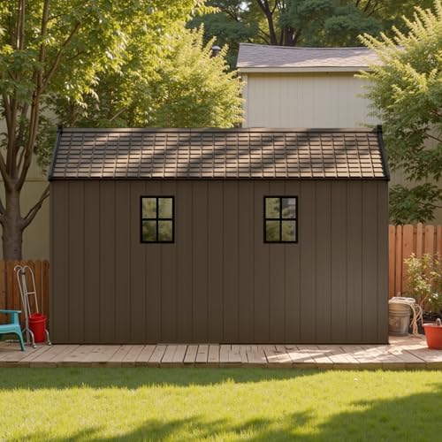 Patiowell 8x12 FT Resin Outdoor Storage Shed with Floor, Chocolate - Image 3
