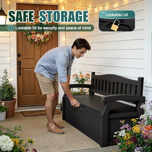 Devoko 80 Gallon Storage Bench Deck Box Waterproof&Lockable - Image 4