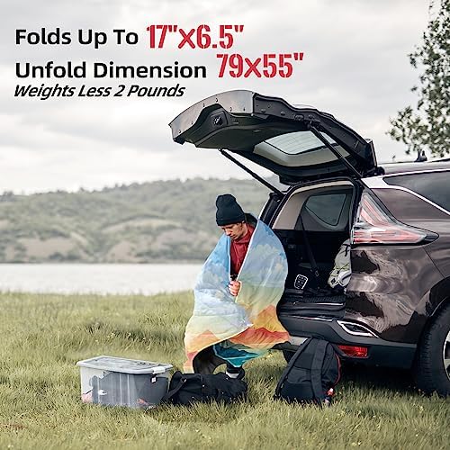 Outdoor Puffy Camping Blanket, Large Outdoor Blanket Waterproof, 55*79'' - Image 5