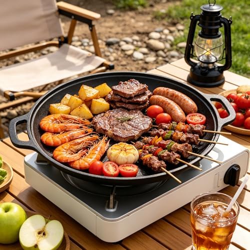 Cast Iron Pizza Pan, Steak Skillet with Handles for Oven, Grill, Stovetop, or Campfire (10 inch) - Image 3
