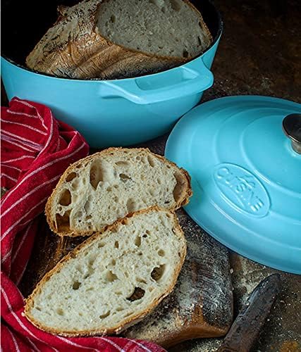La Cuisine Enameled Cast Iron Dutch Oven Casserole Dish Pot with Lid, 3.7 QT 9.5 Inches Dia. Matte Black Enamel Interior, Teal Porcelain Enamel Exterior Oven-Safe - Image 5