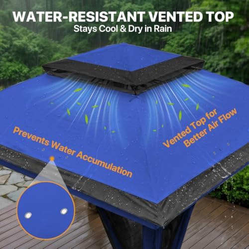 COOS BAY 11x11 Pop Up Gazebo with Netting, Canopy Tent, Blue - Image 4