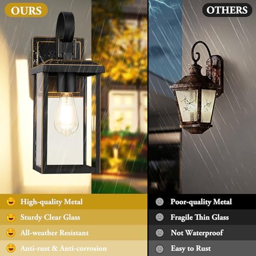 BesLowe 2-Pack 15” Outdoor Wall Lights, Bronze Modern Porch Sconces - Image 3