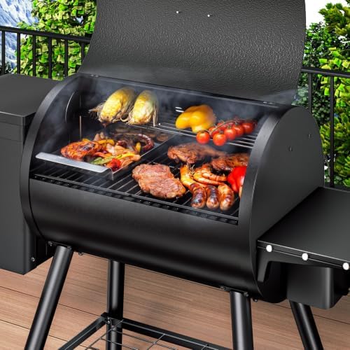 KingChii Electric Wood Pellet Grill & Smoker with Side Shelf, 456 SQ.IN Grill Capacity, with PID Temperature Control (180-425°F) for Backyard Camping Bake and Roast, Black - Image 5