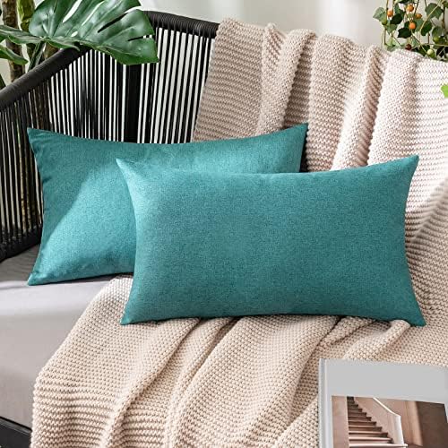 MIULEE Decorative Outdoor Pillow Covers Lumbar Waterproof 12x20 Turquoise by MIULEE