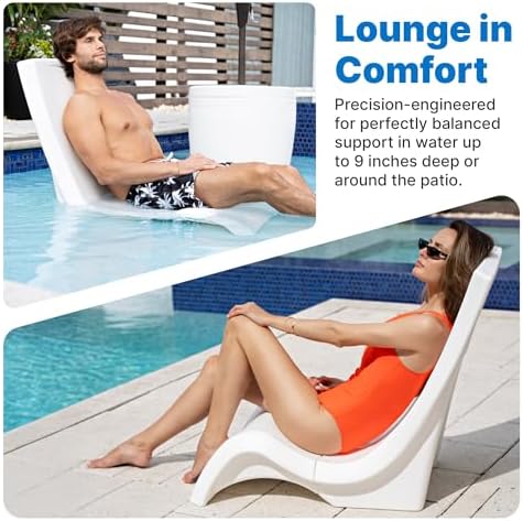 Step2 Vero Pool Chair, Fade-Resistant, Waterproof Patio Furniture for Sun Shelf, Use in Pools up to 9-Inches of Water, Weighted, White - Image 5