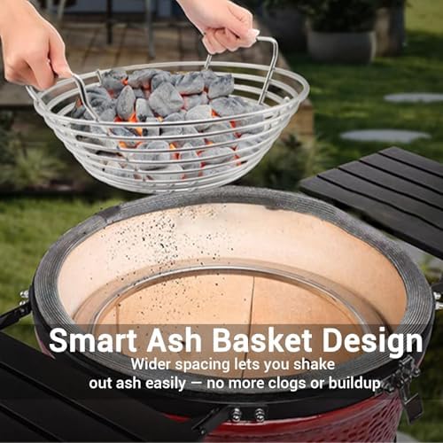 Charcoal Ash Basket with Handles, Stainless Steel Fits Big Green Egg Large, Kamado Joe Classic & Joe Junior – Heavy Duty Charcoal Holder for 14" Grills - Image 5