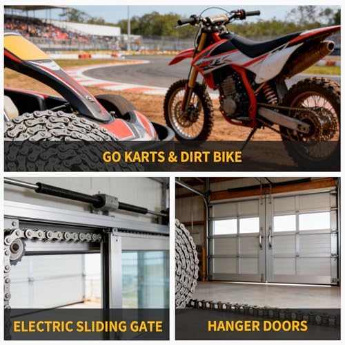 #41 Roller Chain 10 Feet for Gate Openers, Carbon Steel Operator Chain Replacement for Extension Automatic Sliding Gate Opener, Garage Hanger Door, Includes 5 Connecting Links - Image 7