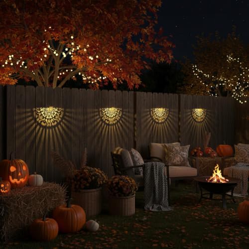 6Pk Solar Fence Lights Outdoor Wall Lights Mandala Solar Step Lights - Image 2