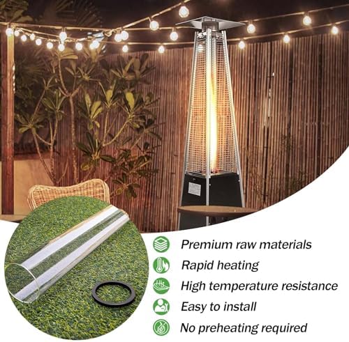 Patio Heater Glass Tube Replacement,49.5" Tall 4" Diameter with Silicone Connecting Ring Compatible with Four-Sided Pyramid Flame Outdoor Heater, Glass Tube Patio Heater for Hiland, Fire Sense - Image 2