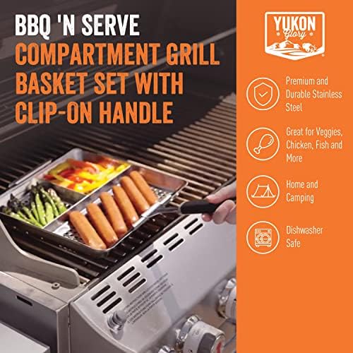 Yukon Glory Compartment Grill Basket, Stainless, Clip-On Handle - Image 2