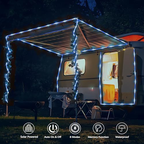 Solar Rope Lights, 33ft 100LED Solar String Lights, 8 Modes, Waterproof - Image 2
