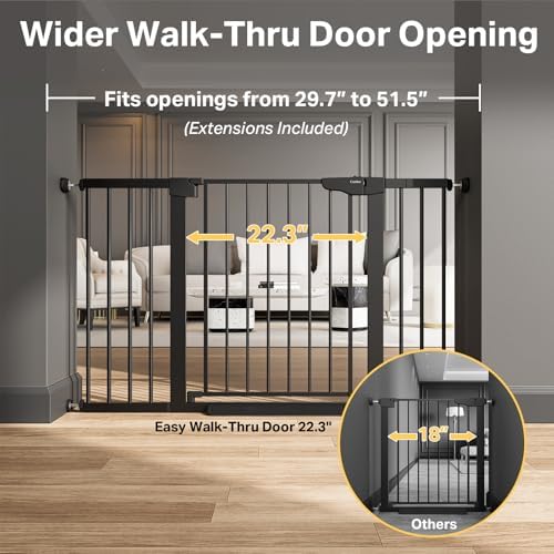 Cumbor 29.7-51.5 in Extra Wide Baby Gate for Stairs, Dog Gate Indoor Black - Image 2