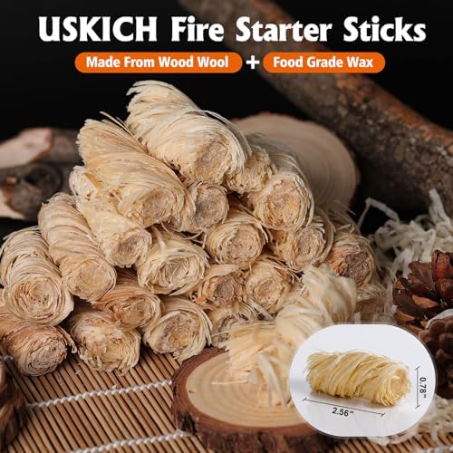 USKICH 150Pcs Fire Starter,Fire Starters for Campfires,Fireplace, Pellet Stove & Wood, Fire Pit, Smoker, BBQ, Chimney, Pizza Oven - Fire Starters for Grill, Charcoal Starter, for Men - Image 3