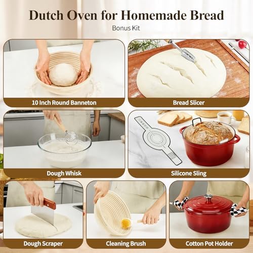 Enameled Cast Iron Dutch Oven pot 6.5 QT with Lid for Bread Baking - Image 4