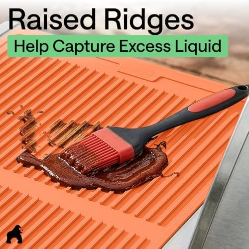 GORILLA GRIP Silicone Grill Mat, Heat Resistant Up to 550F, 16x12, Orange - Image 4