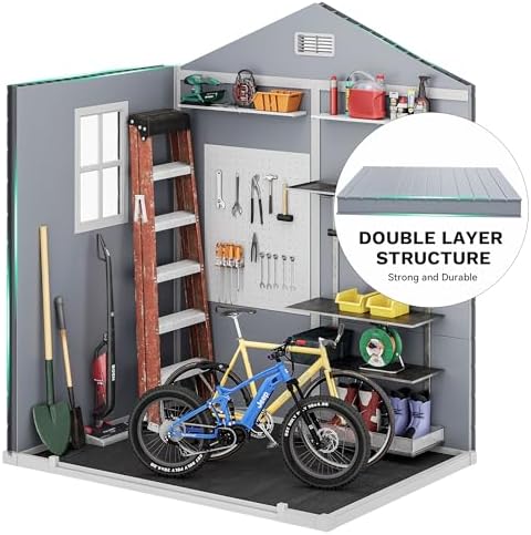 DWVO 6x4.4ft Outdoor Plastic Storage Shed with Floor & Window - Image 6