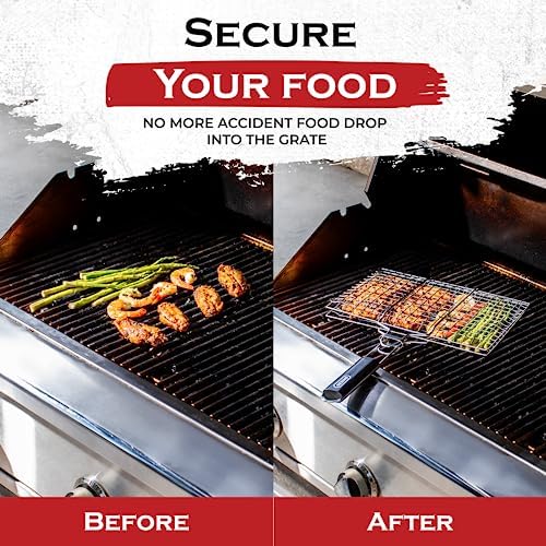 SHIZZO Shallow Grill Basket Gift Set with Basting Brush, Gift Box - Image 3