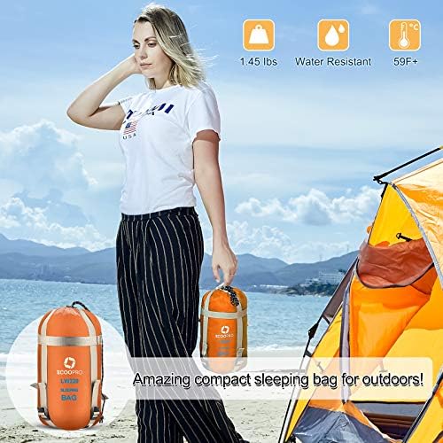 ECOOPRO Warm Weather Sleeping Bag - Portable, Waterproof, Compact Lightweight, Comfort with Compression Sack - Great for Outdoor Camping, Backpacking & Hiking-83 L x 30" W Fits Adults - Image 6