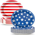 Qyeahkj 50 PCS Patriotic Oval Paper Plates Large 11” Disposable 4th of July American Flag Party Decorations Independence Day Supplies Favor for Veterans Election Day Memorial Day Party Tableware Set by Qyeahkj