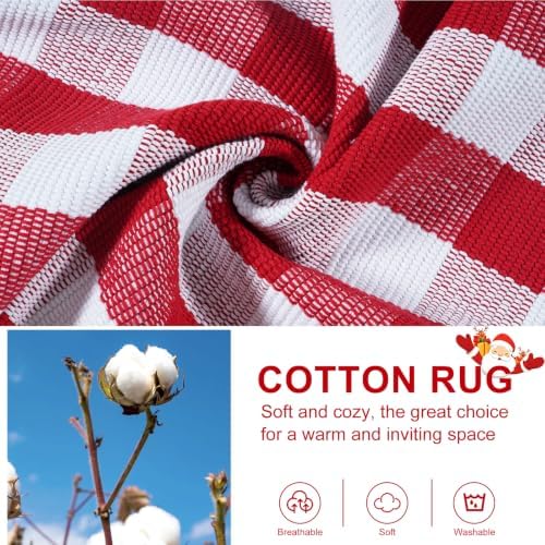 OJIA Christmas Outdoor Rug 3'x5' Red Plaid Front Door Mat Outdoor Porch Rug - Image 5