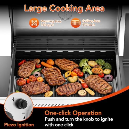 R.W.FLAME 3-Burner Gas Grill with Side Burner, 34,000 BTU, Stainless BBQ - Image 5