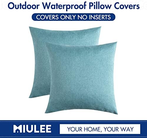 MIULEE Decorative Outdoor Pillow Covers Euro Waterproof 24x24 Turquoise - Image 6