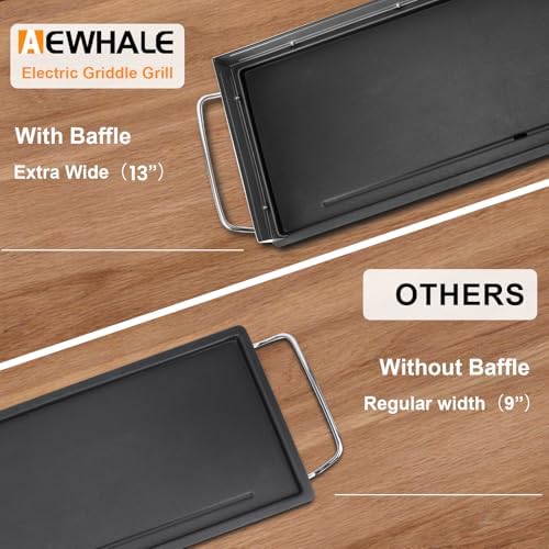 AEWHALE 35" Large Electric Griddle,Extra Wide Teppanyaki Grill with Detachable stainless Steel Baffle for Pancake Barbecue - Image 5