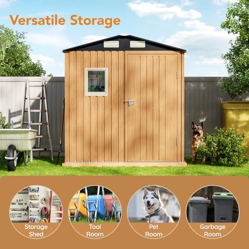 Panovue 6X4FT Garden Storage Shed (NO Wood Panels&Frame Floor) - Image 4