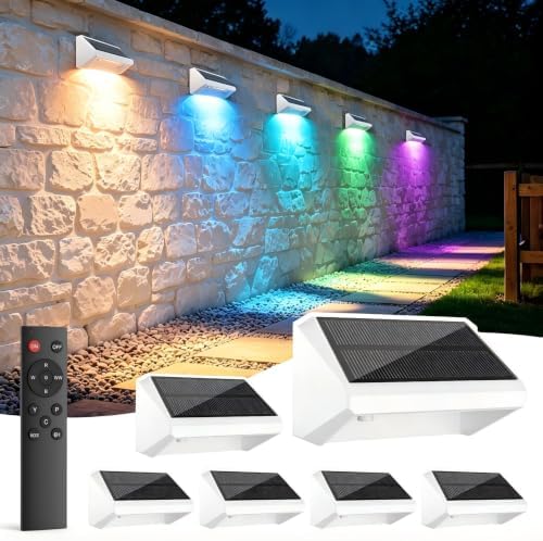 Fence Lights Solar Powered with Remote 6 Pack, IP65 Waterproof by Unknown