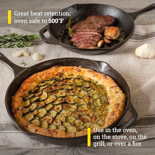 Lodge Chef Collection Cast Iron Skillet Set, 10 Inch and 12 Inch - Image 4