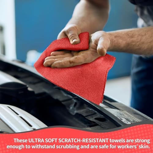 Microfiber Cleaning Cloth, 150 Pack Cleaning Rags Microfiber Towel Bulk Absorbent Lint-Free WashCloths, All-Purpose Towels for Cars, Shop, Automotive, Garage, Home Kitchen 11.5"*11.5", Red - Image 5