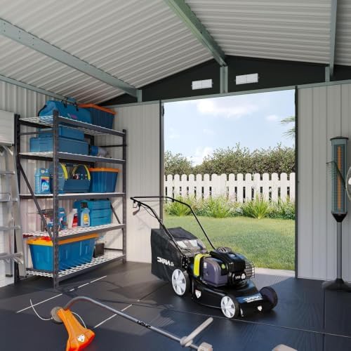 Aoxun 10x12FT Shed with Floor Galvanized Steel Outdoor Storage Shed Black - Image 6