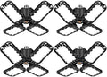 Tudoccy LED Garage Light 4 Pack, 120W Ultra Bright LED Shop Light with 4 Adjustable Panels, 18000LM E26/E27 Base Deformable Ceiling Fixtures for Garage, Workshop, Attic, Basement, Barn (Black-4 Pack) by Tudoccy