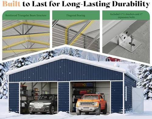 AMERLIFE 25x30x11.5 FT Outdoor Metal Garage Shed with Front Double Doors - Image 5