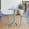 Costaelm Patio Table for 4-Person, Outdoor Patio PP Round Dining Table, All-Weather Bistro Dining Table for Backyard Deck Porch Poolside, French Blue by Costaelm
